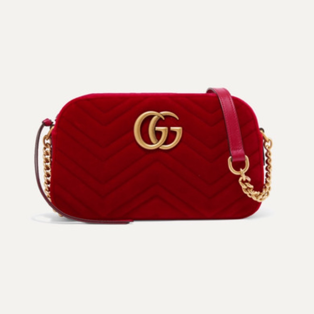 GG Marmont Small Quilted Velvet Shoulder Bag